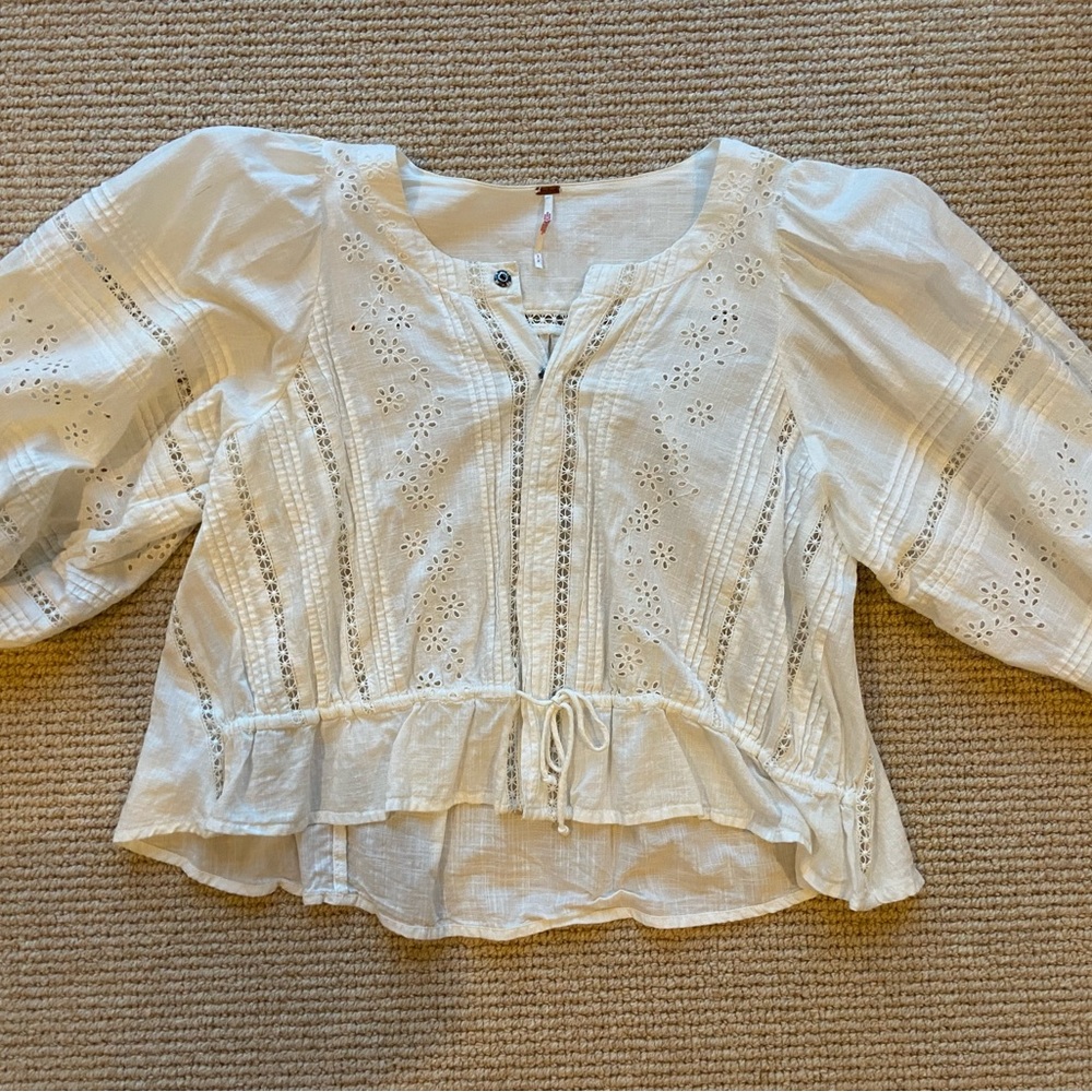 Free People White Linen Blouse